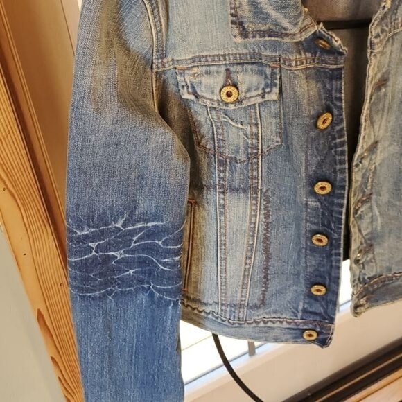 Ralph Lauren Black Label Polo Jeans Original Distress Slv Blue Sz L Jean Jacket - Picture 3 of 16